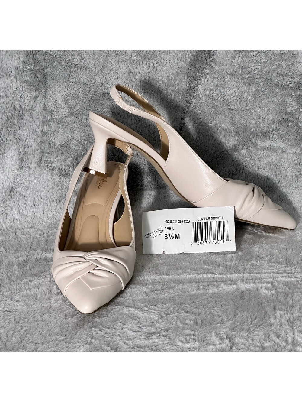 Charles by Charles David 8.5M Avril Twist Slingback Pumps Ecru Cream Pointed Toe